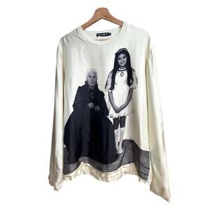 Rare Dolce and Gabbaba L/S Beige Silk Tee "#dgFamily" - Mint